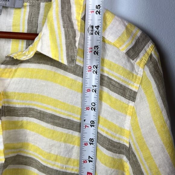 Andrew Marc / Marc New York 100% linen striped summer top size large - Picture 7 of 8